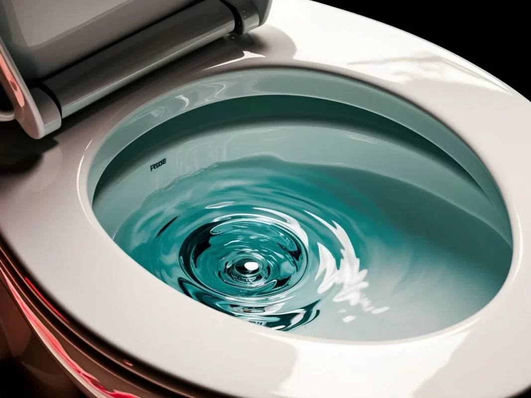 Căn chiếc bồn cầu nước xả ở chế độ xoát trònphòng tắm sang trọng